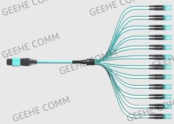 50/125 de MPO multimodo aos cabos de fibra ótica OM4 frente e verso de 12x LC