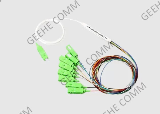 Divisor de aço 0.9mm do PLC do tubo 1x8 SC/APC Mini Fiber Optic do único modo