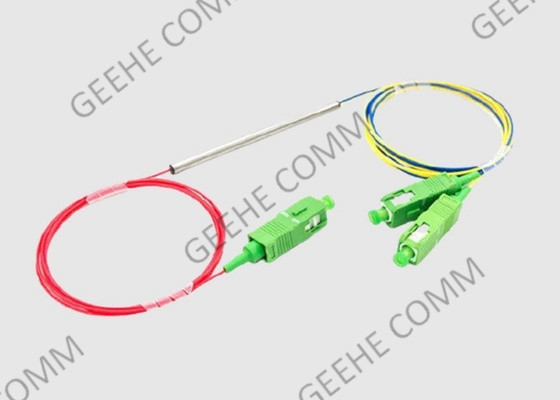 Divisor pequeno da fibra do WDM do tamanho &amp;1550 do tubo 980 do metal 1×2 com conectores do SC