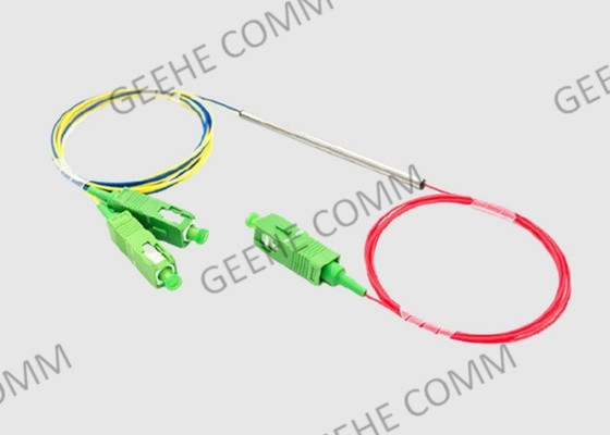 Divisor pequeno da fibra do WDM do tamanho &amp;1550 do tubo 980 do metal 1×2 com conectores do SC