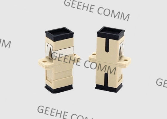 Adaptador bege do cabo de fibra ótica do SC UPC da cor simples do único modo com flanges