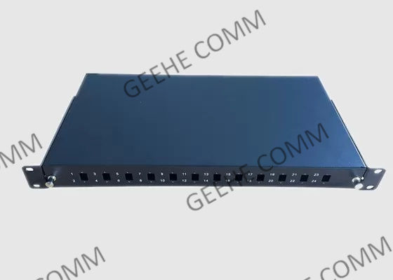 24 painéis de remendo de fibra portuários da montagem em rack da polegada 1U da bandeja 19 da tala do LC