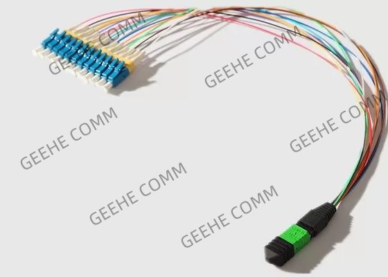 cabo de remendo ótico dos núcleos MPO To12 LC do modo 12 de 0.9mm único