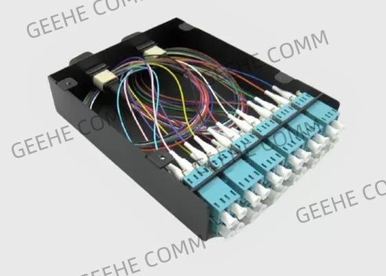 A fuga da fibra de MTP/MPO cabografa a gaveta frente e verso da troca da fibra ótica 12×LC