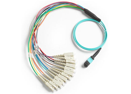 MPO 12 ao cabo da fibra do modo MPO das fibras 0.9mm Mulit do SC 12 de X