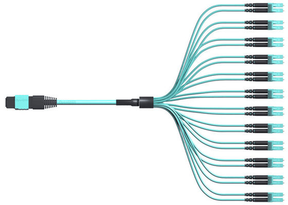 144 cabo da fibra das fibras OM3 LC Dulpex 100G MPO