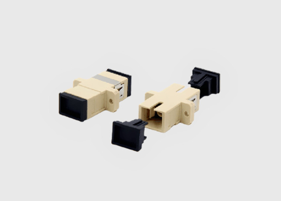 Adaptador bege do cabo de fibra ótica do SC UPC da cor simples do único modo com flanges