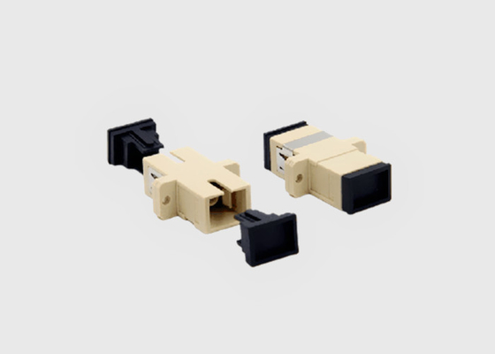 Adaptador bege do cabo de fibra ótica do SC UPC da cor simples do único modo com flanges